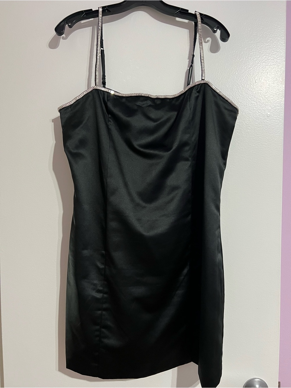Abercrombie & Fitch Black Satin Slip Dress with Thin Straps